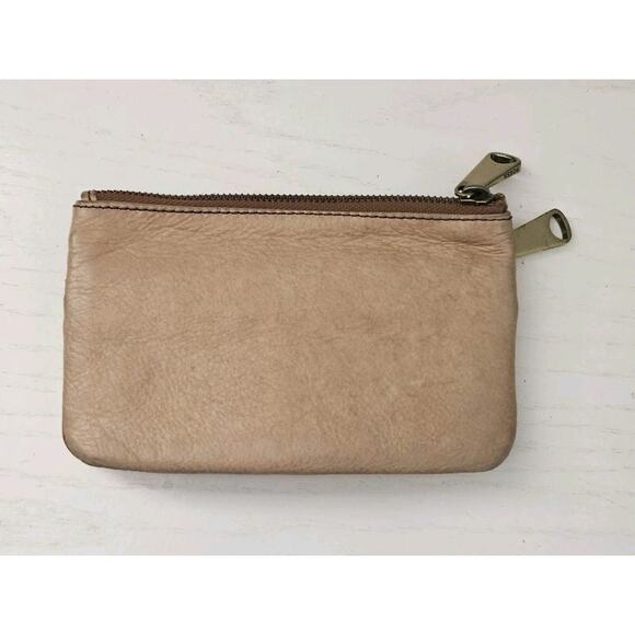 Fossil‎ Tan Glovesoft Leather Clutch Wallet Handbag Chunky Brass Zips - Picture 4 of 11